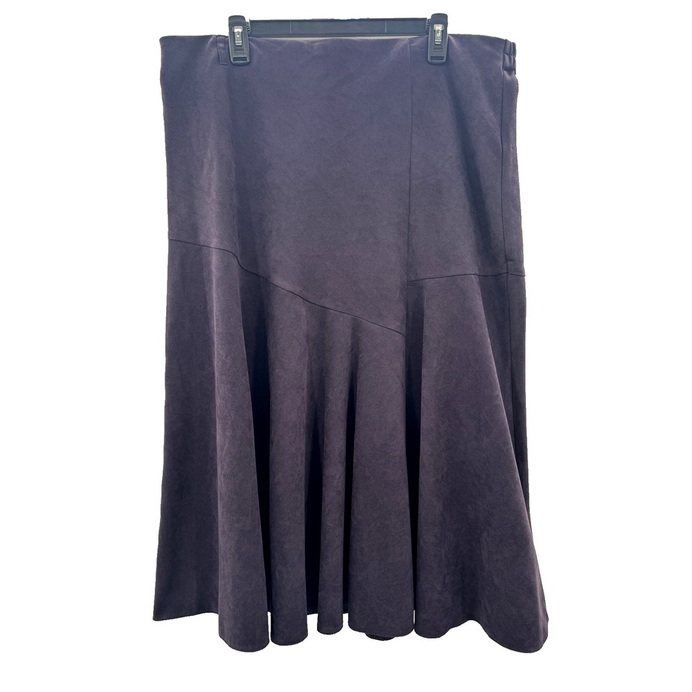 Retro Women 18 Midi Skirt Faux Suede Asymmetrical Bias Cut Whimsigoth Dark Fairy